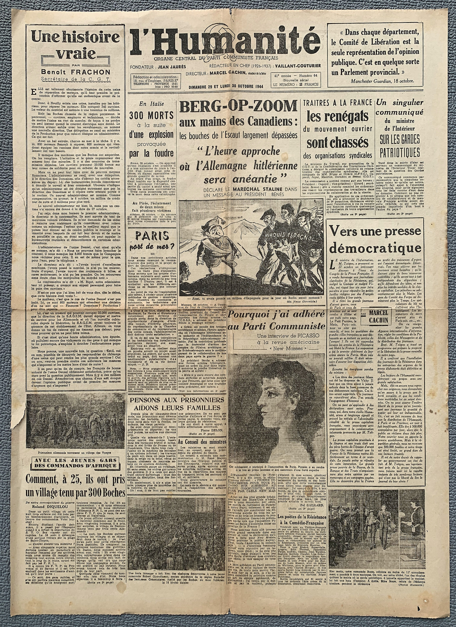 L´Humanite 30.10.1944 - Pourquoi j`ai adhere au...