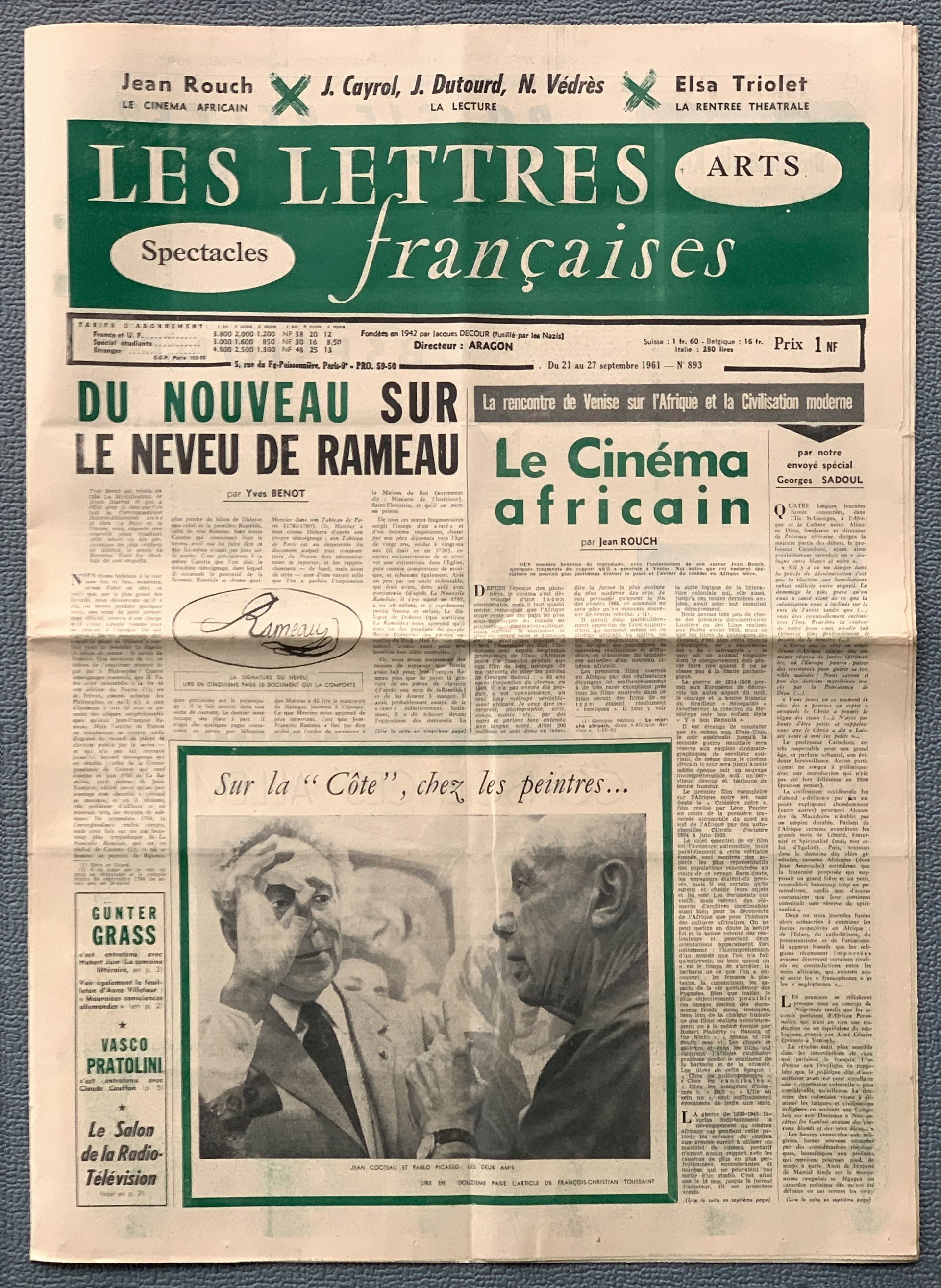Les Lettres francaises  893 -  21 - 27. 9. 1961...