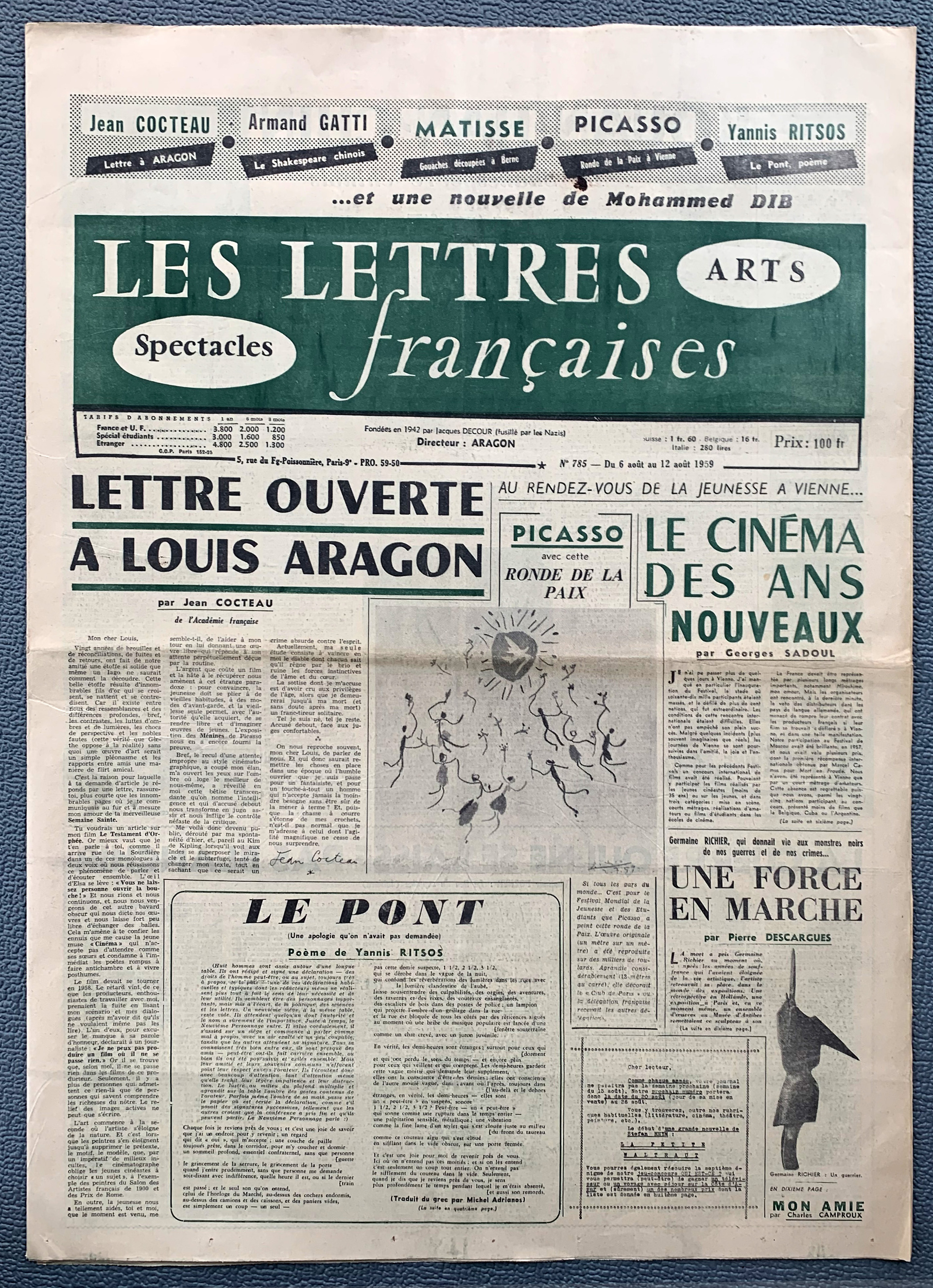Lettres francaises 785 -  6.8 -  12.8. 1959