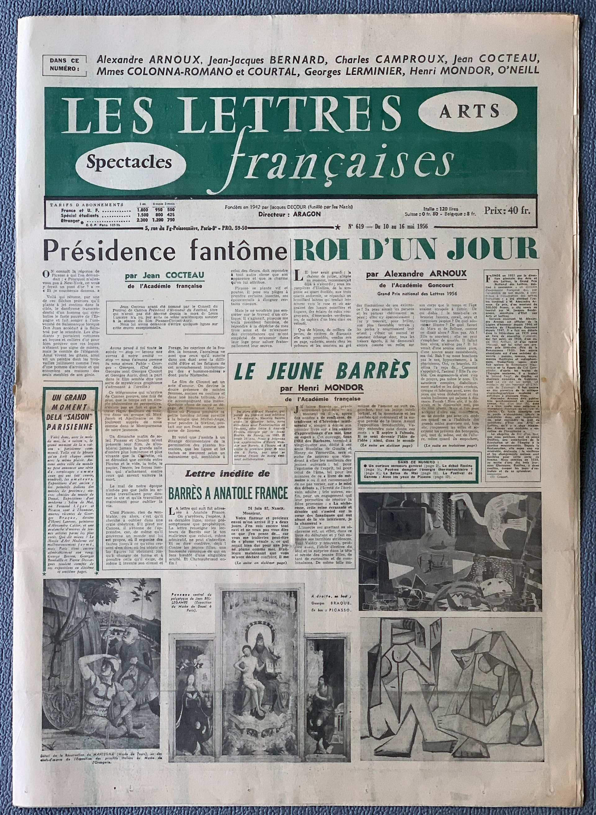 Les lettres francaises  619 – 10. – 16. Mai 195...