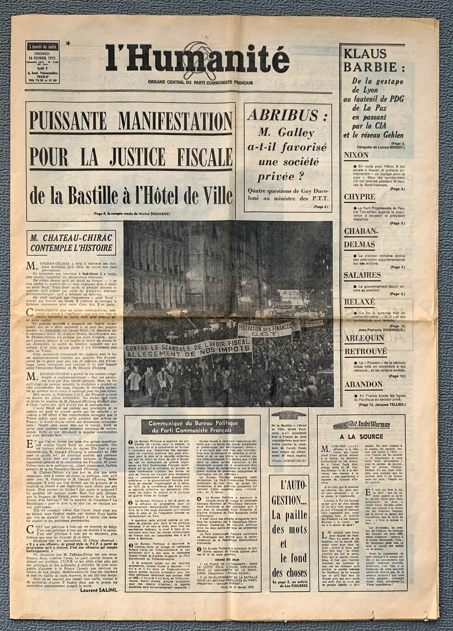 l´Humanite 18. Februar 1972