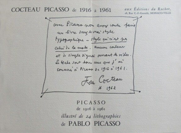 Picasso de 1916 -1961 - Jean Cocteau Picasso de 1916 -1961 - Jean Cocteau