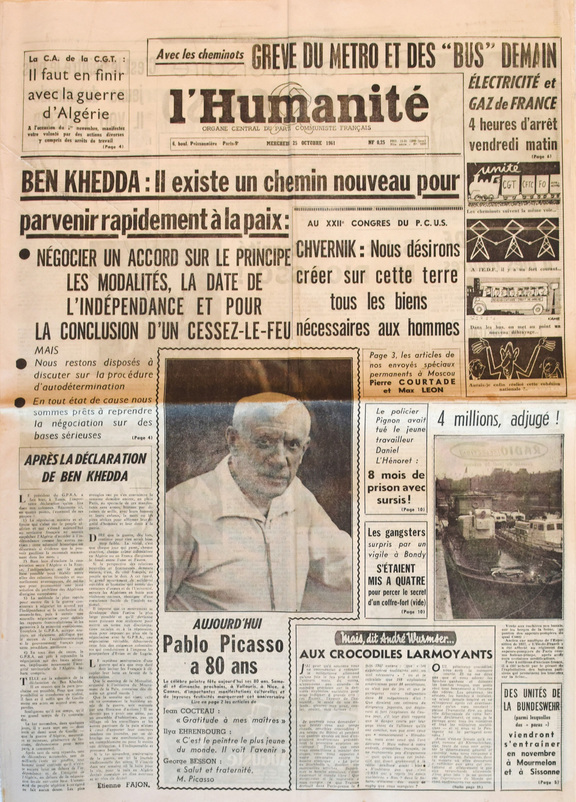 L´Humanite Picasso 80 Geburtstag, 25.10.1961
