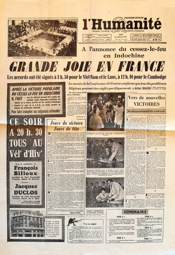 L´Humanite 22.7.1954, Rückseite!, spätere Ausgabe?