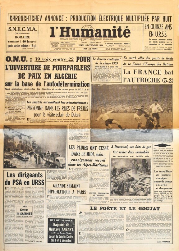 L´Humanite 14.12.1959 - Carnet Californie