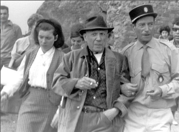 Picasso et sa fille allant „au Toros" !! Acompa...