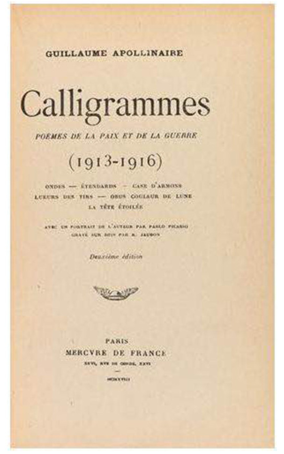 Apollinaire Calligrammes - 15-April 1918 - zwei... Apollinaire Calligrammes - 15-April 1918 - zwei...