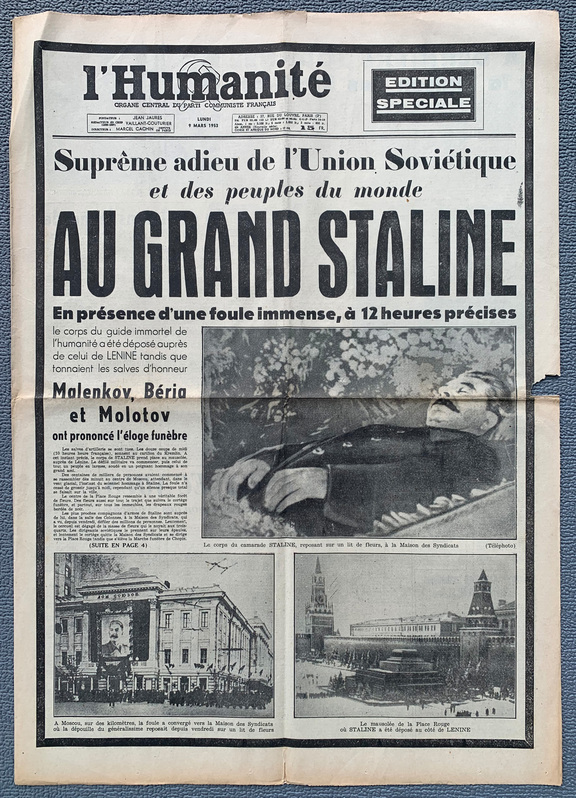 L´Humanite 9.3. 1953, Au Grand Staline