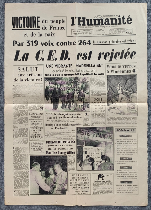 l´Humanite 243 -  31.August 1954 - Faksimile - ...