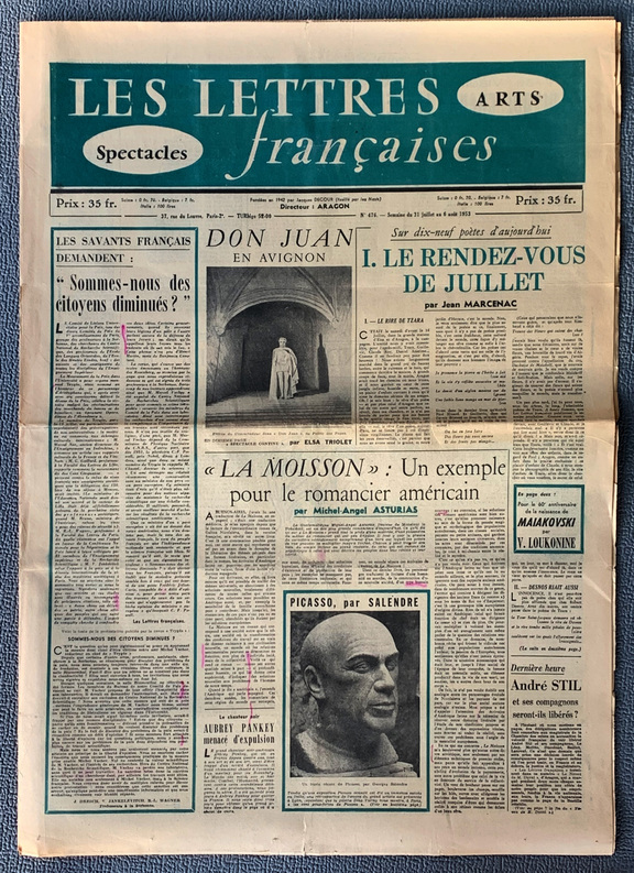 Les lettres francaises 476  -  31.7 - 6. August...