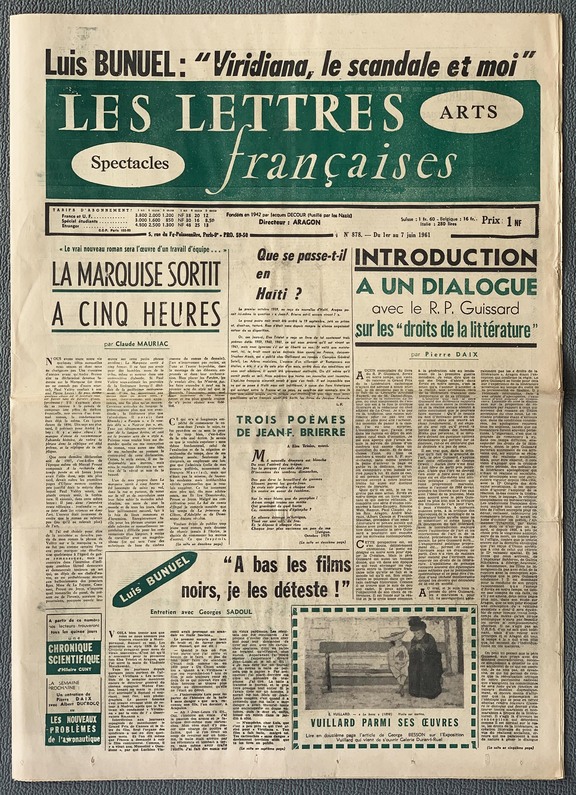 Les Lettres francaises 878 - 1. - 7.Jun 1961 Les Lettres francaises 878 - 1. - 7.Jun 1961