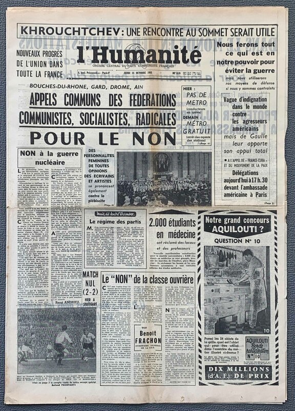 l´Humanite 25. Oktober 1962