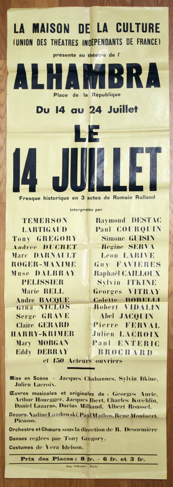 Alhambra -Romain Rollands Le 14 juillet  - Plak...